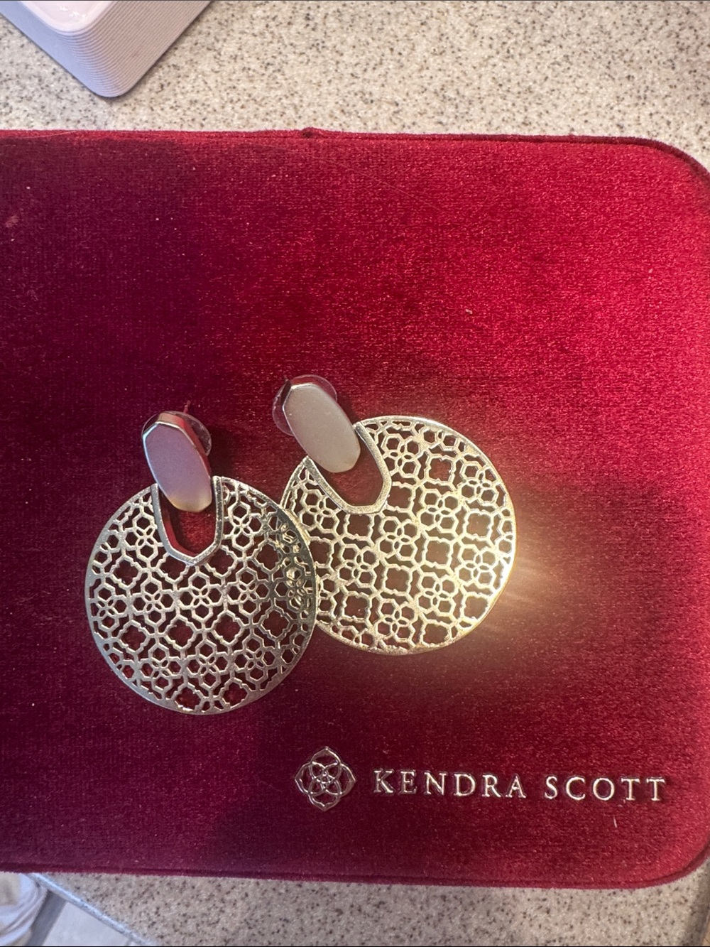 Kendra Scott Gold Filigree Openwork Disc Drop Earrings